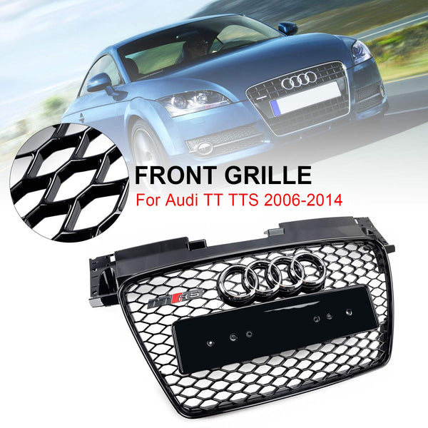 2006-2014 Audi TT TTS Gloss Black RS Style Front Honeycomb Grille Grill Genérico