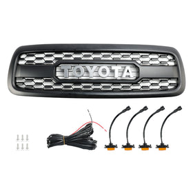 2001-2004 Toyota Sequoia Matte Black Front Bumper Grill Grille W/ Led Light