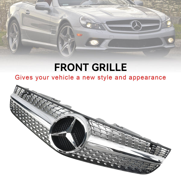 2009-2012 Benz R230 SL550 SL600 Diamond främre stötfångare övre grill Generic