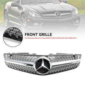 2009-2012 Benz R230 SL550 SL600 Diamond främre stötfångare övre grill Generic