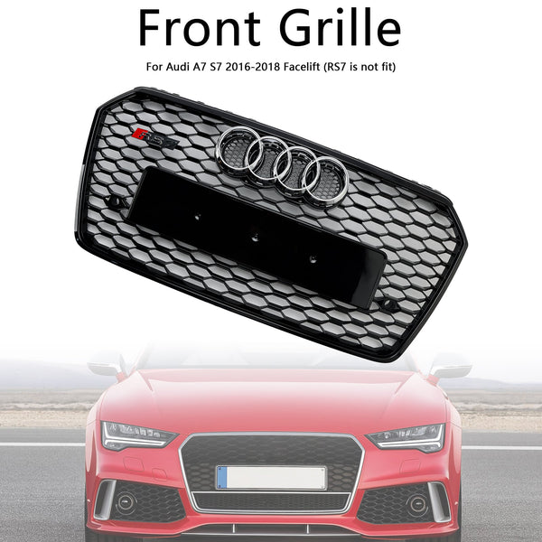 2016-2018 Audi A7 C7 S7 Facelift RS7 Style Grille de pare-chocs avant en nid d'abeille Noir Générique