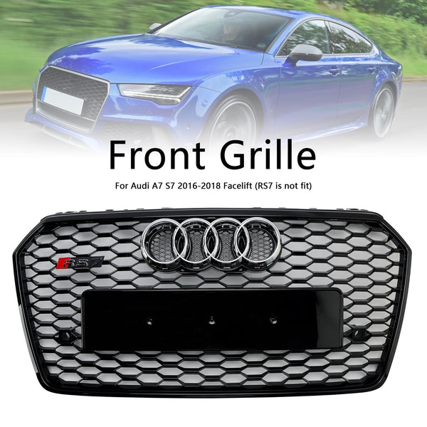 2016-2018 Audi A7 C7 S7 Facelift RS7-stijl Honingraat voorbumpergrille Grill Zwart Generiek