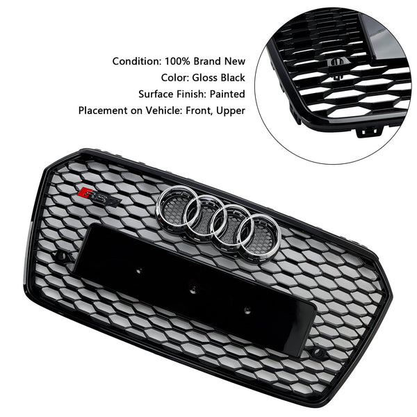 2016-2018 Audi A7 C7 S7 Facelift RS7 Style Grille de pare-chocs avant en nid d'abeille Noir Générique