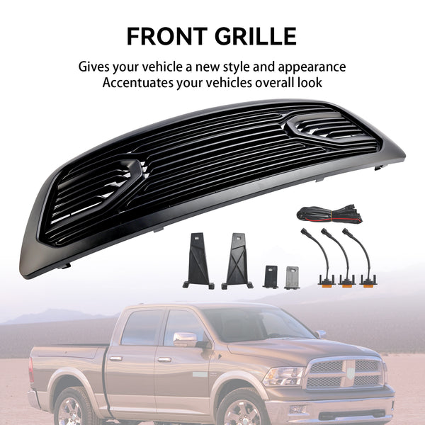 Grille de pare-chocs avant noire mate avec éclairage LED pour Dodge Ram 1500 2009-2012