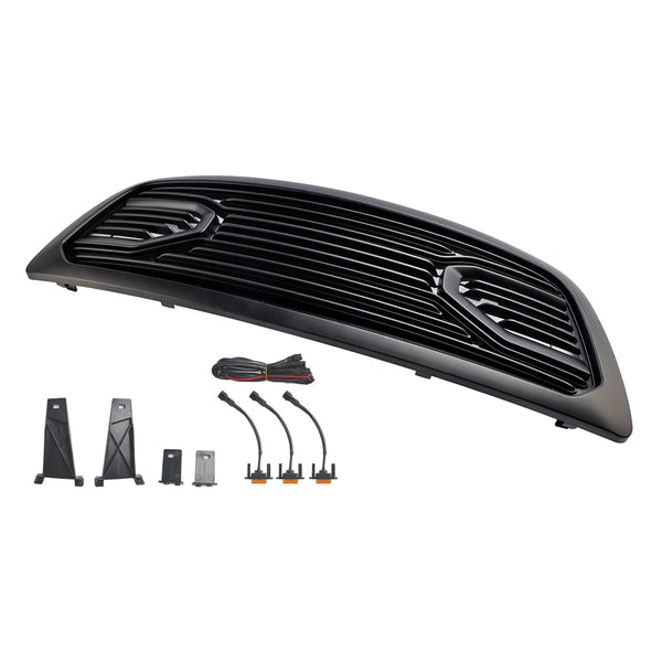 Grille de pare-chocs avant noire mate avec éclairage LED pour Dodge Ram 1500 2009-2012