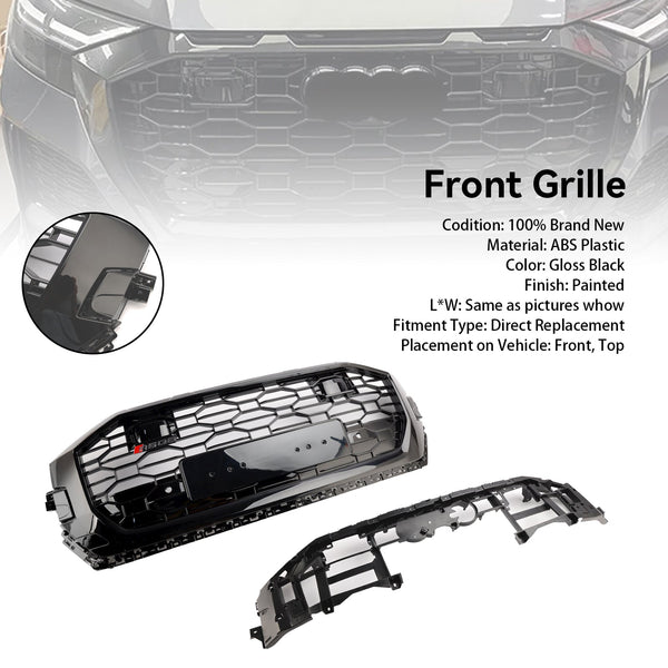 2019-2023 Audi Q8/SQ8 Gloss Black Front Honeycomb Mesh Grille RSQ8 Style Generic