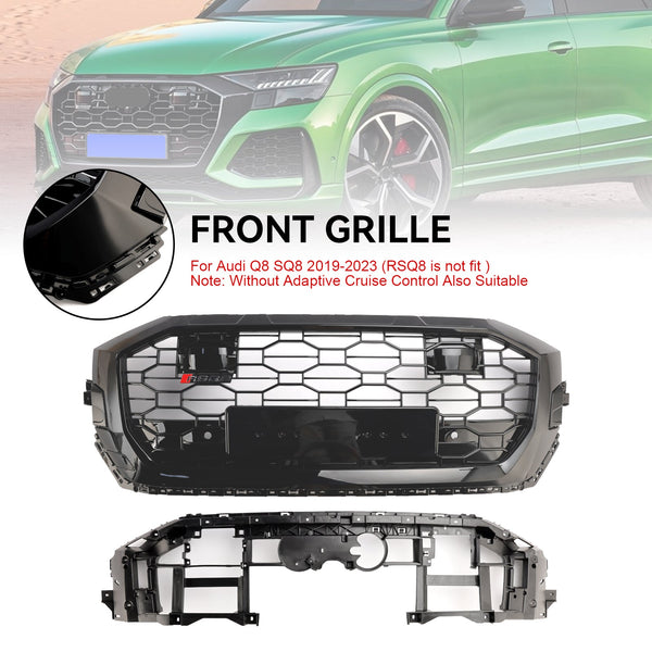 2019-2023 Audi Q8/SQ8 Gloss Black Front Honeycomb Mesh Grille RSQ8 Style Generic