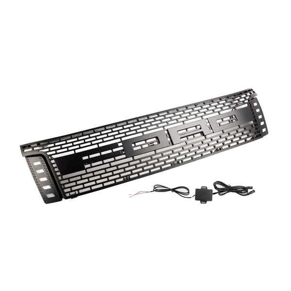 2012-2014 Ford Ranger T6 Matt Black Front Bumper Grill Grille w/ LED Light