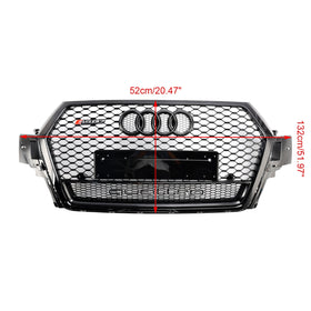 2016-2019 Audi Q7 SQ7 Gloss Black Front Bumper Radiator Vent Mesh Grille Grill