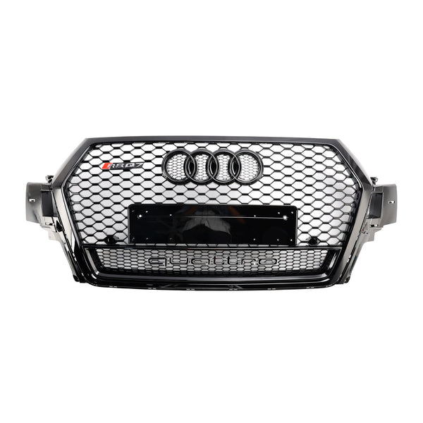2016-2019アウディQ7 SQ7グロスブラックフロントバンパーラジエーターベントメッシュグリルグリル