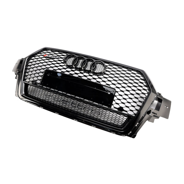 2016-2019アウディQ7 SQ7グロスブラックフロントバンパーラジエーターベントメッシュグリルグリル