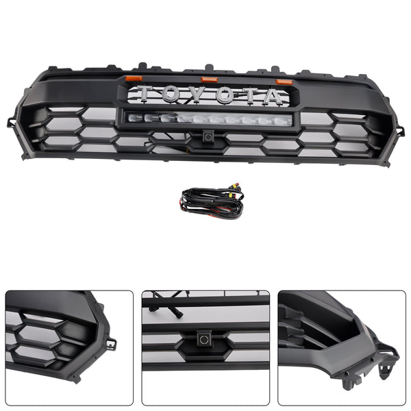 2024+トヨタタコマブラックフロントバンパーグリルグリル付きLED＆ライトバージェネリック