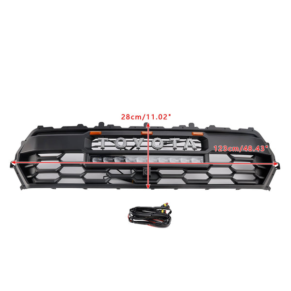 2024+トヨタタコマブラックフロントバンパーグリルグリル付きLED＆ライトバージェネリック