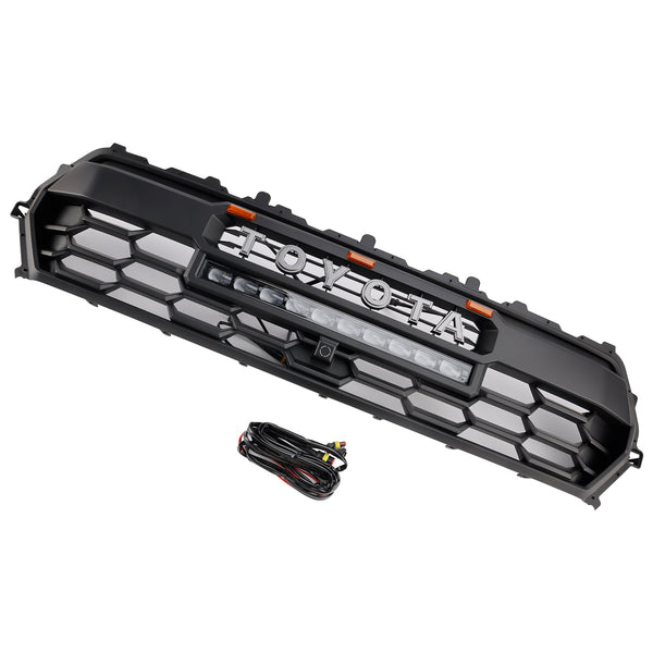 2024+トヨタタコマブラックフロントバンパーグリルグリル付きLED＆ライトバージェネリック