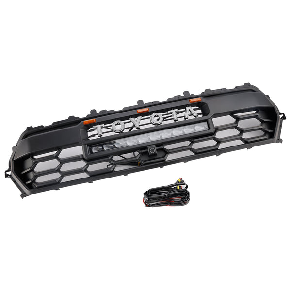 2024+トヨタタコマブラックフロントバンパーグリルグリル付きLED＆ライトバージェネリック