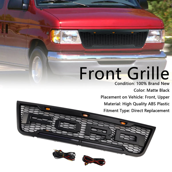 2003-2007 Ford E150 E250 E350 Černý přední nárazník Grill Grille s LED generic