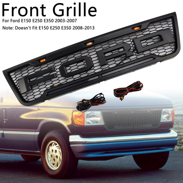 2003-2007 Ford E150 E250 E350 Černý přední nárazník Grill Grille s LED generic