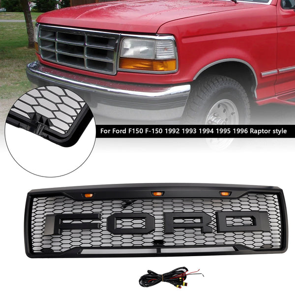 1992-1996 Ford F150 Matte Black Front Honeycomb grade
