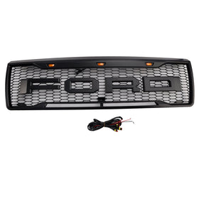 1992-1996 Ford F150 Matte Black Front Honeycomb Bumper Grille Grill W/ Led Generic