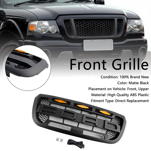 2004-11 Ford Ranger Matt Black Front Bumper Grill Grille s LED Light Generic