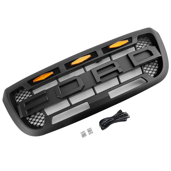 2004-11 Ford Ranger Matt Black Front Bumper Grill Grille s LED Light Generic