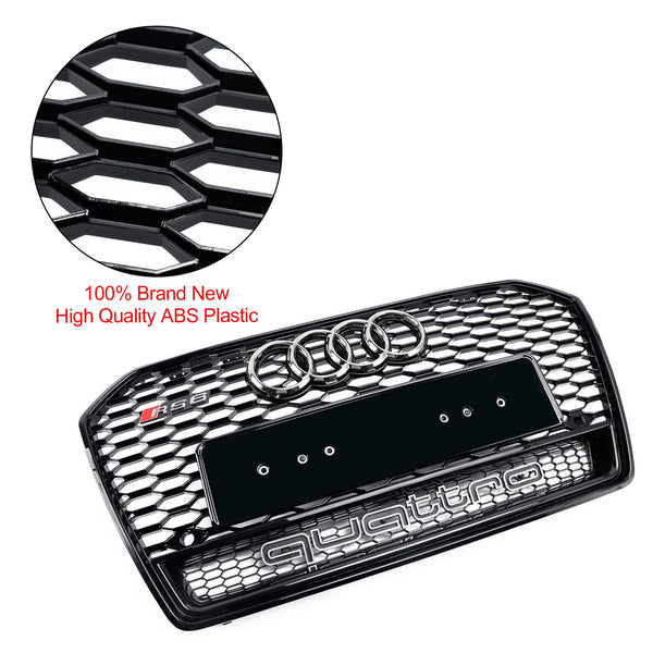 2016-2018 Audi A6 C7 C7PA Ansiktslyft Svart RS6 Style Honeycomb Mesh Front Grill Grill Generic