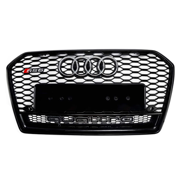 2016-2018 Audi A6 C7 C7PA Facelift Black RS6 Style Honeycomb Mesh Front Grill Grille Generic