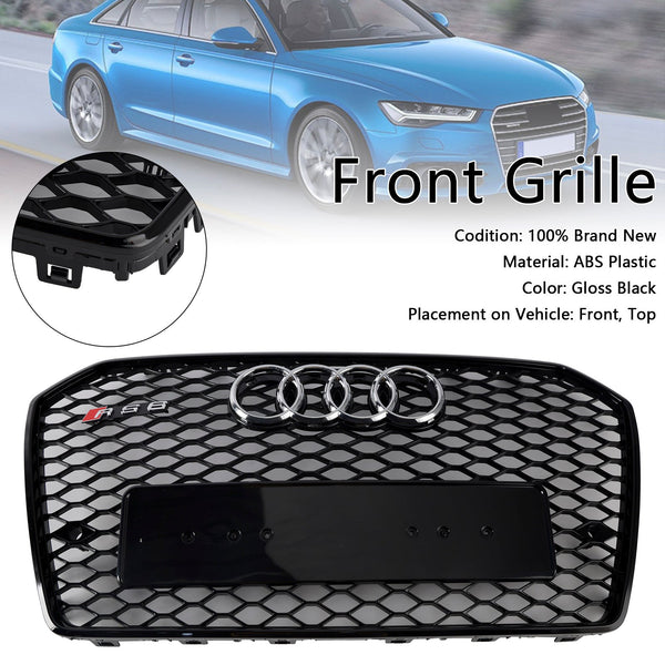 2016-2018 Audi A6 S6 C7 RS6 estilo Front Honeycomb Mesh Grille Grill Black Generic