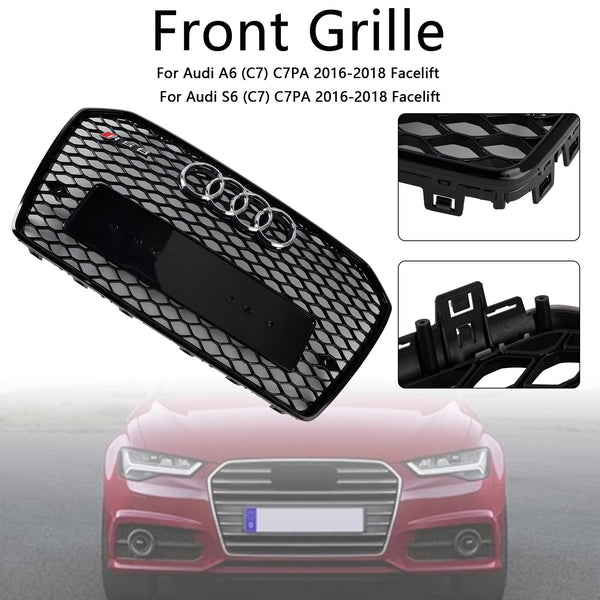 2016-2018 Audi A6 S6 C7 RS6 estilo Front Honeycomb Mesh Grille Grill Black Generic