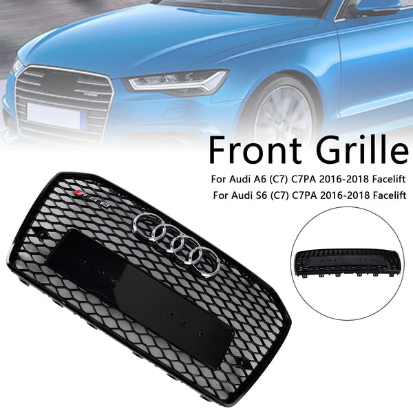 2016-2018 Audi A6 S6 C7 RS6 estilo Front Honeycomb Mesh Grille Grill Black Generic