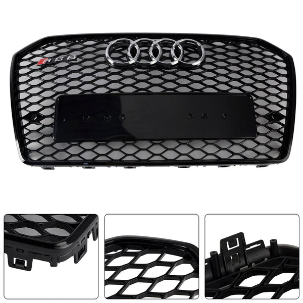 2016-2018 Audi A6 S6 C7 RS6 estilo Front Honeycomb Mesh Grille Grill Black Generic