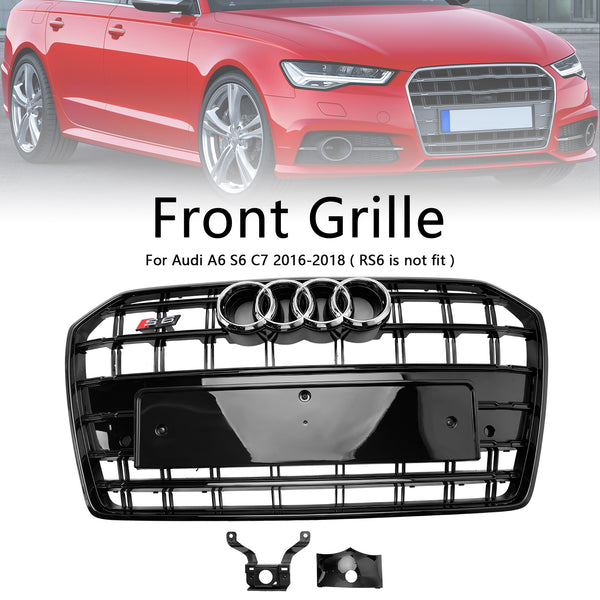 2016-2018 Audi A6 S6 C7 S6 Stijl Voorbumpergrille Grill Zwart Generiek