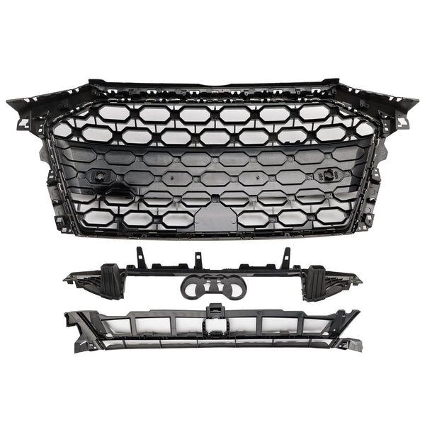2020-2024 Audi A3 S3 RS3 Style Honeycomb Front Grille Grill Gloss Black