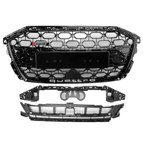 2020-2024 Audi A3 S3 RS3 Style Honeycomb Front Grille Grill Gloss Black