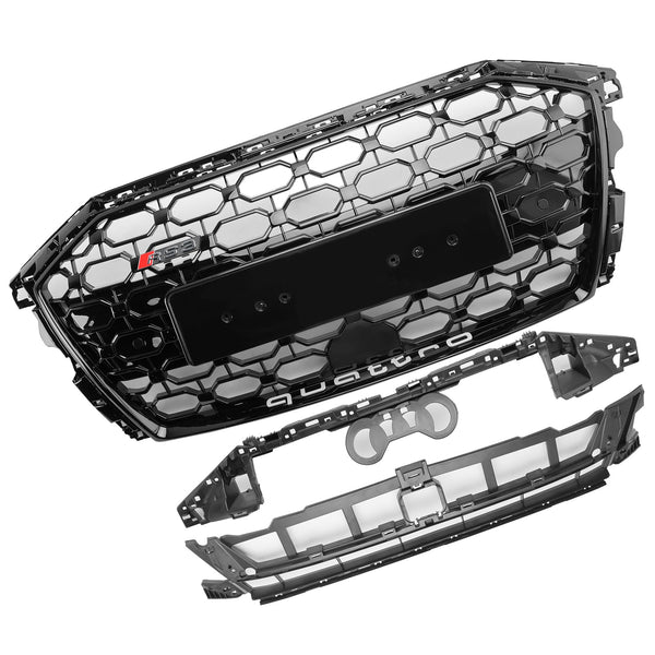 2020-2024 Audi A3 S3 RS3 Style Honeycomb Front Grille Grill Gloss Black