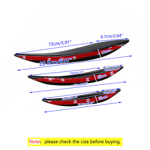 6PCS Universal Gloss Black Car/Auto Front Bumper Fins Spoiler Canards Refit