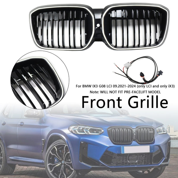 2022-2024 BMW IX3 G08 LCI Dobbel Lamell Svart Nyre Grill Grill Generic