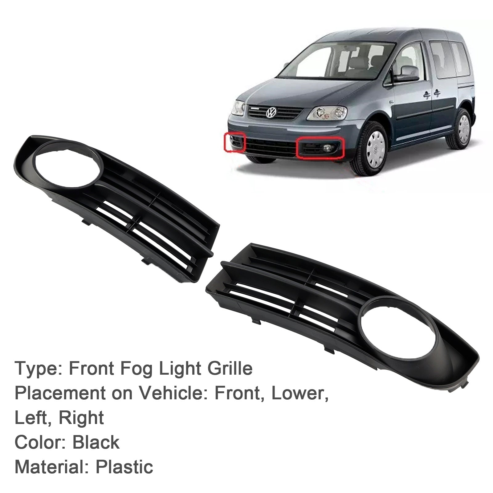 2003-2006 Volkswagen Caddy forreste støtfanger tåkelysgitter 1T0807666A 1T0807665A Generisk
