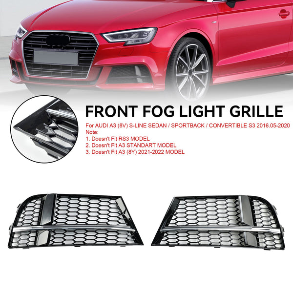 2017-2019 Audi A3 S-Line 8V Couvercle de phare antibrouillard avant Grille de calandre 8V3807681AE 8V3807682Q Générique