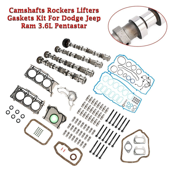 2014-2016 Jeep Cherokee 3.6L V6 Camshafts Rockers Lifters Gaskets Kit 5184380AG 5184378AG