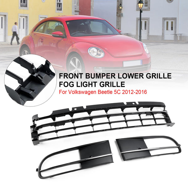 2012–2016 Volkswagen Beetle 5C Frontstoßstange unterer Kühlergrill + Nebelscheinwerfergrill 5C5853677 VW1036127 Generic