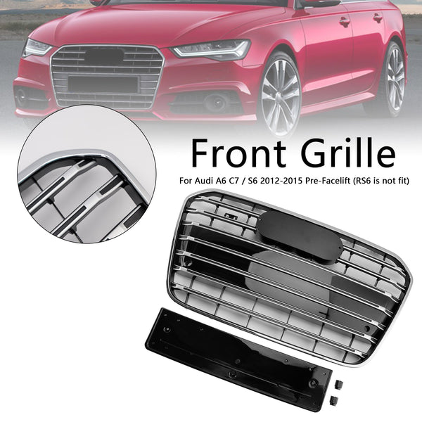 2012-2015アウディA6 C7 S6スタイルクロムフロントバンパーグリルグリルジェネリック