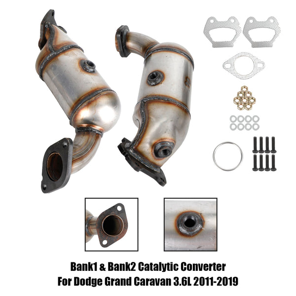 Dodge Grand Caravan 3.6L 2011-2019 Manifold Catalytic Converters Bank1 Bank2 42113 42114