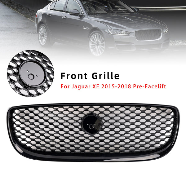 2015-2018 Jaguar XE Gloss Black Honeycomb Front Bumper Grille Generic