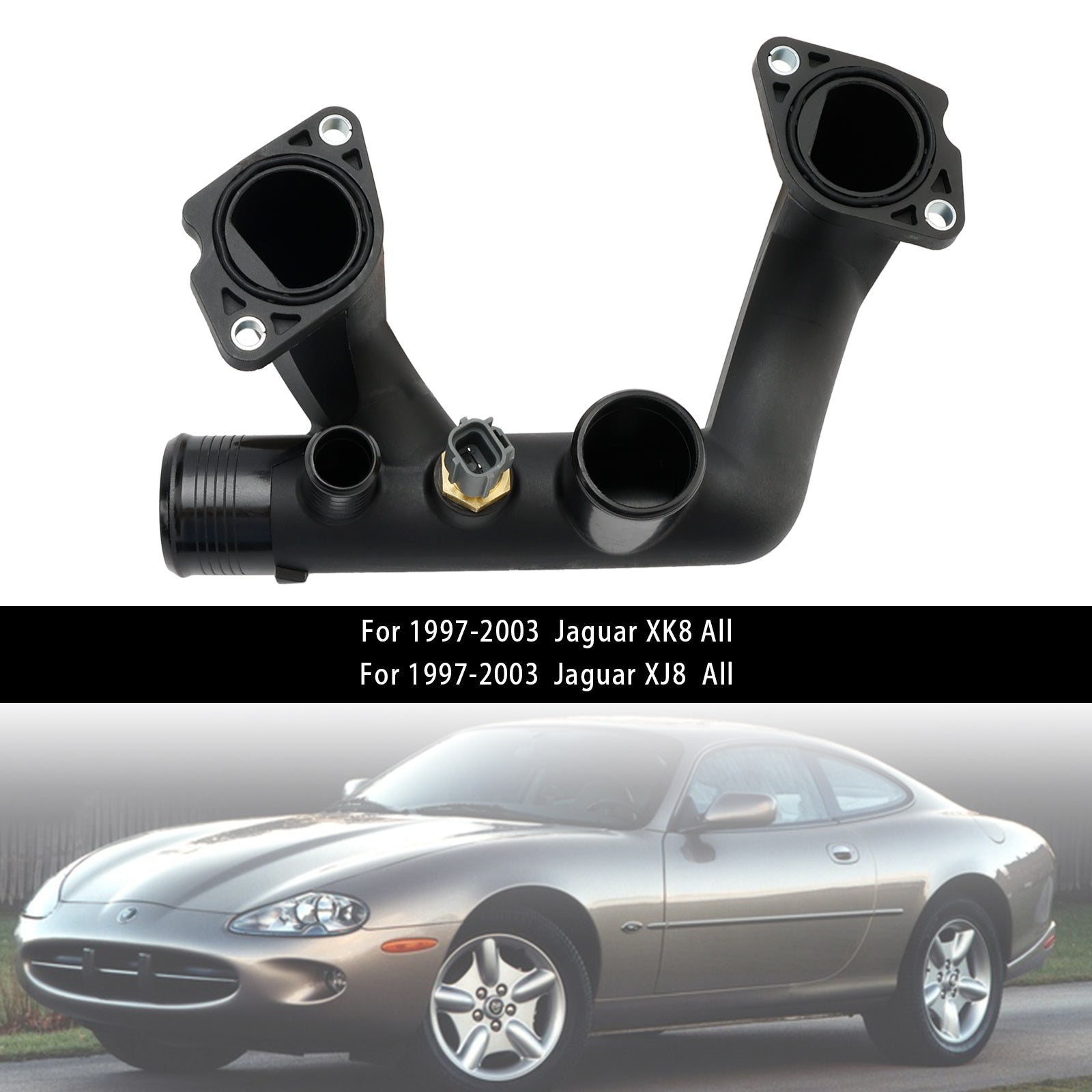 1997-2003 Jaguar Vanden Plas XJ8 & XK8 Tuyau de sortie du couvercle du thermostat avec capteur 96JV8A504BD