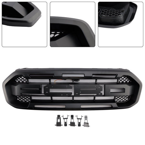 2019-2023 Ford Ranger med LED-lys ingen frontkameraer svart raptor stil fremre støtfanger grillgitter generisk