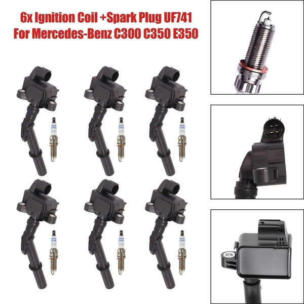 2012-2017 Mercedes-Benz E550 S550 V8 4.7L 6x Ignition Coil +Spark Plug UF741 A2769063700 Generic