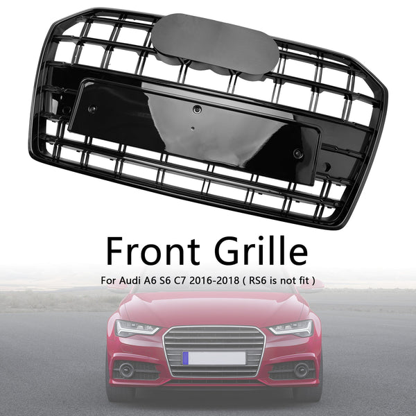 2016-2018 Audi A6 S6 C7 S6 Style främre stötfångare Grill Svart Generisk