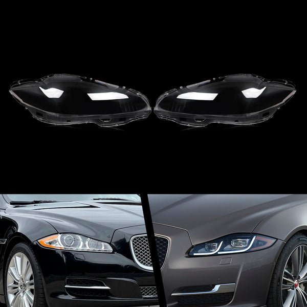 Pair Front Headlight Lens Cover Shell Clear For Jaguar XJ XJL 2010-2019