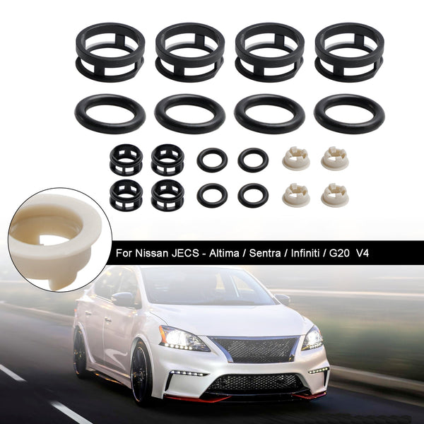 Nissan JECS 4Pcs Side Feed Fuel Injector Repair Kit Filters Seals O-Rings Pintle Caps Generic